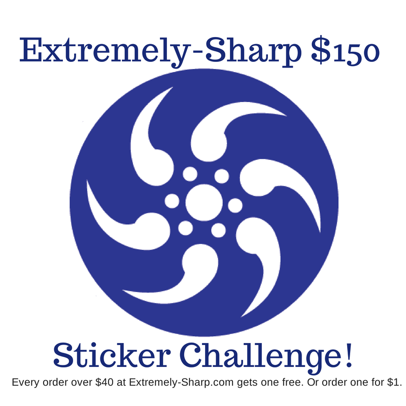 The Extremely-Sharp.com sticker challenge has a grand prize of $150 at ESknives! | 6 prizes total in 2014 |